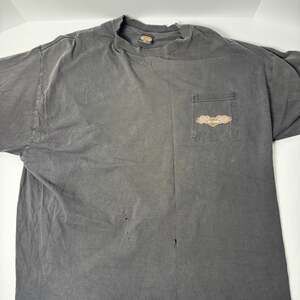 Vintage Harley-Davidson Pocket Tee, Faded Black Sun-Bleached Distress, Size 3XL